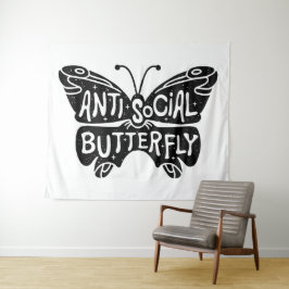Anti-sozialer Schmetterling Wandteppich