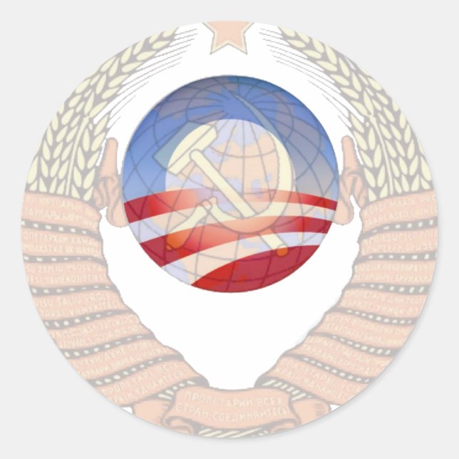 Anti-Sozialismus-Erklärung Krem & Obama-Logos Runder Aufkleber (Vorderseite)