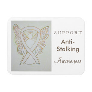 Anti-Stalking Awareness White Ribbon Angel Magnet