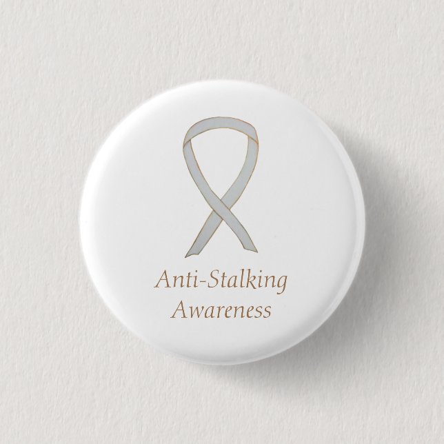 Anti-Stalking Awareness White Ribbon Custom Button (Vorderseite)