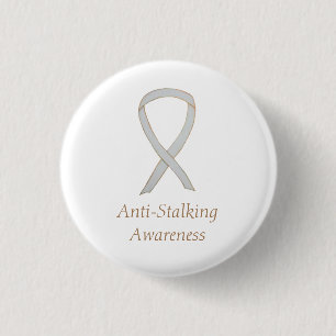 Anti-Stalking Awareness White Ribbon Custom Button