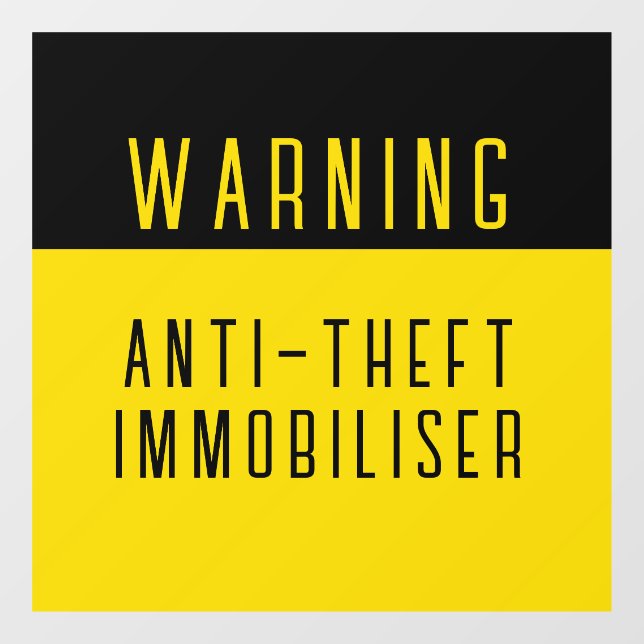 ANTI-THEFT IMMOBILZER SECURITY SIGN CAR BOAT TRUCK FENSTERAUFKLEBER (Blatt)