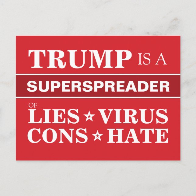 Anti-Trump 2020 Superspreader Lies Cons Hate Postkarte (Vorderseite)