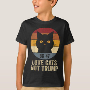 Anti Trump 86 47 Retro T-Shirt Liebe Katzen nicht