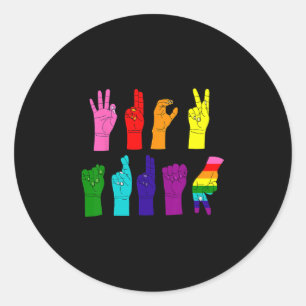 Anti-Trump ASL-Gebärdensprache LGBTQ+-Protest Runder Aufkleber