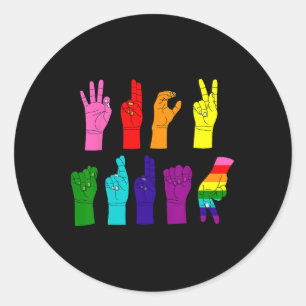 Anti-Trump ASL-Gebärdensprache LGBTQ+-Protest Runder Aufkleber