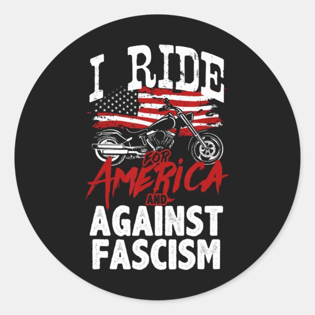 Anti Trump Biker Resist Against Fascism Protest  Runder Aufkleber (Vorderseite)