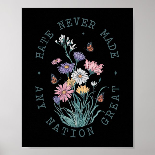 Anti Trump Floral Butterflies Demokratischer Präsi Poster (Vorne)