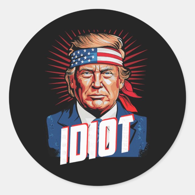 Anti-Trump-Idiot  Runder Aufkleber (Vorderseite)