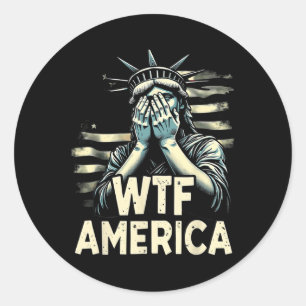 Anti-Trump-Politik und Demokratie Wtf Amerika Runder Aufkleber