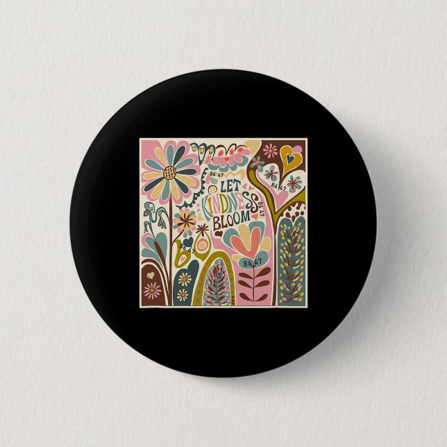 Anti Trump Retro-Blumenmuster - Lasst Freundlichke Button (Vorderseite)