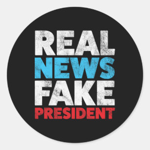 Anti Trump Shirt Real News Fake Präsident Shirt Re Runder Aufkleber