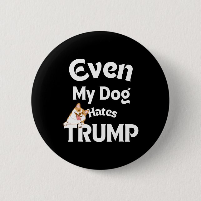 Anti Trump-T-Shirts Hund Hates Donald 3 Button (Vorderseite)