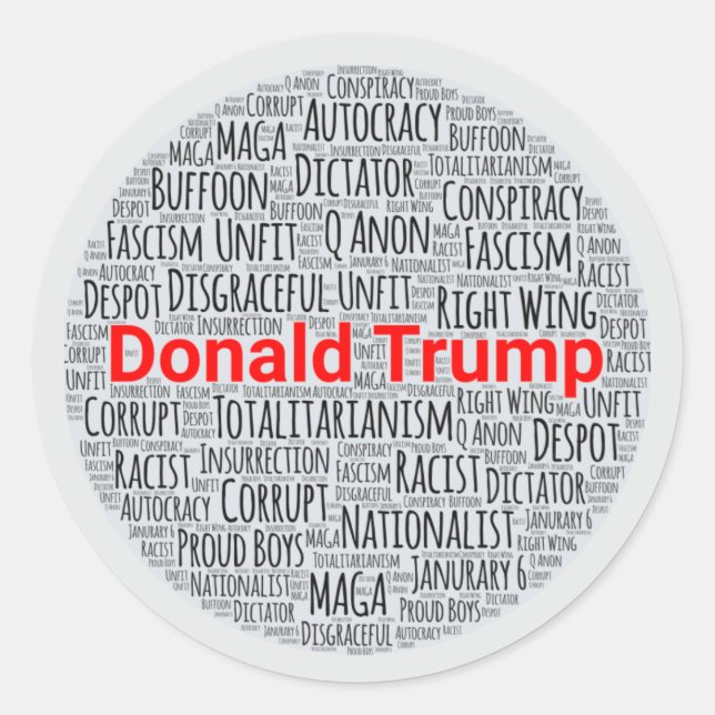 Anti-Trump-Word-Cloud Runder Aufkleber (Vorderseite)