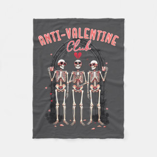 Anti Valentine Club Skeleton Funny Single Valentin Fleecedecke