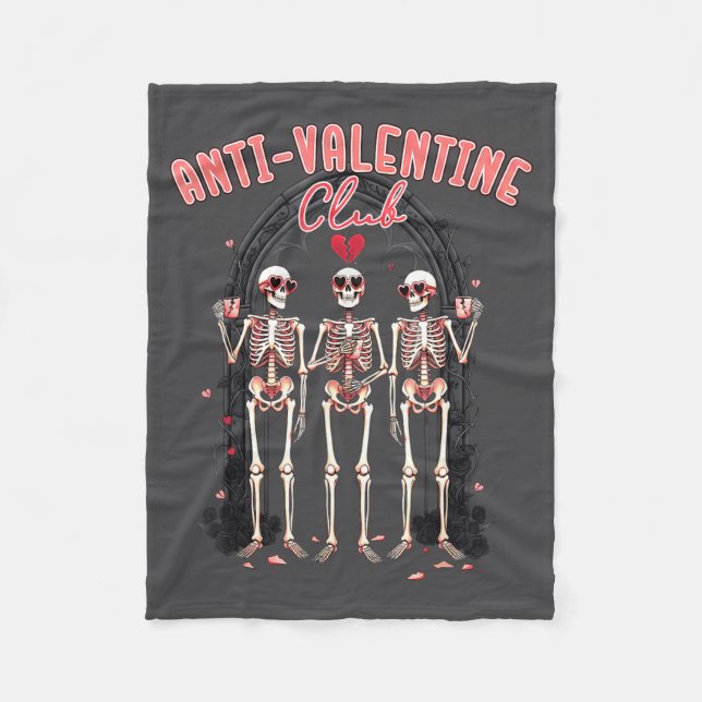 Anti Valentine Club Skeleton Funny Single Valentin Fleecedecke (Vorderseite)