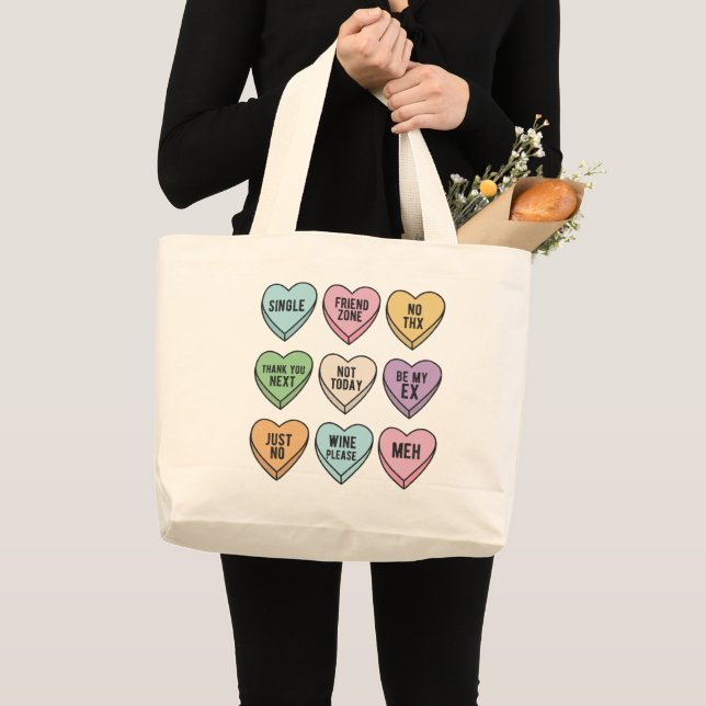 Anti Valentine Day Candy Hearts Tote Bag Jumbo Stoffbeutel (Vorderseite (Produkt))