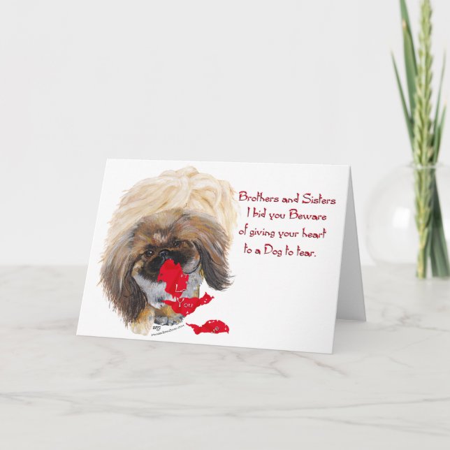 Anti Valentine Pekingese Feiertagskarte (Vorderseite)