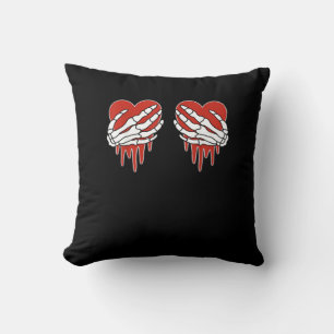 Anti Valentine Skeleton Hands Herz Goth Kissen
