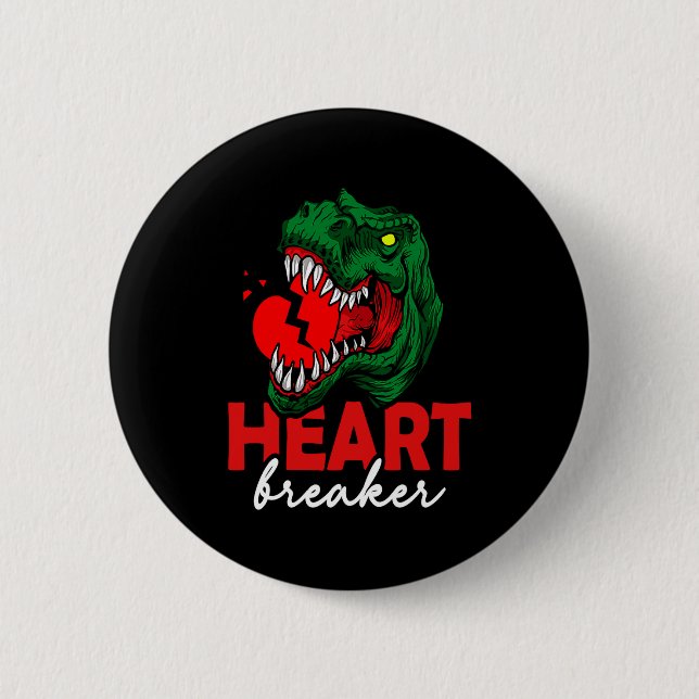 Anti Valentines Day Single Heart Breaker T Rex Di  Button (Vorderseite)