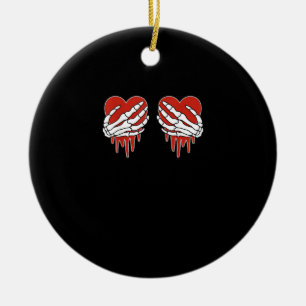 Anti-Valentins-Skelett-Herz im Gothic-Stil Keramik Ornament