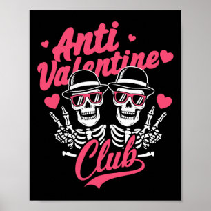Anti-Valentinsclub Lustiger Skelett-Single-Valenti Poster