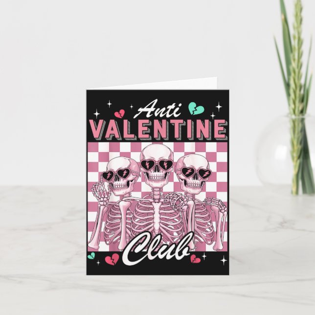 Anti Valentinsclub Skelett Lustig Single Valentin Karte (Vorderseite)