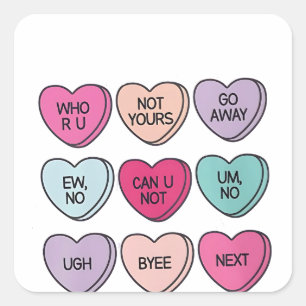 Anti-Valentinstag Funny Single Awareness Quadratischer Aufkleber
