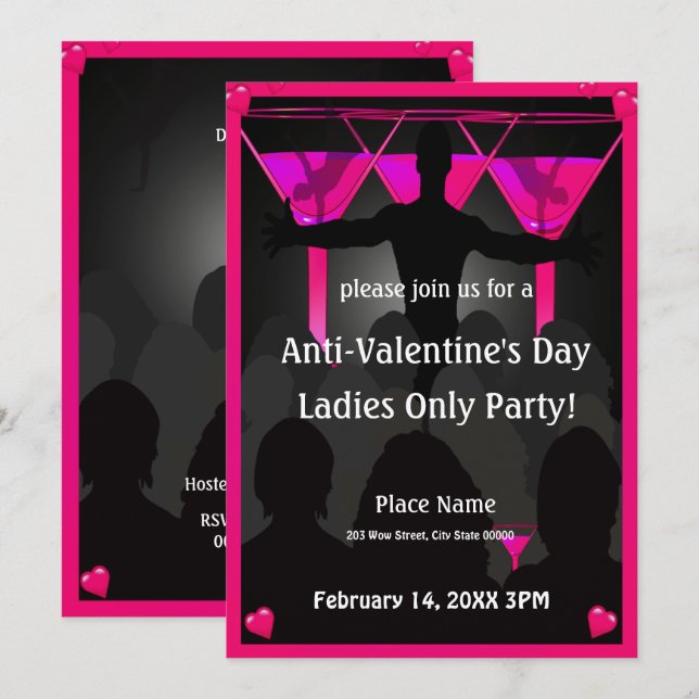 Anti-Valentinstag Ladys Night Party Einladung (Vorne/Hinten)