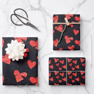 Anti-Valentinstag-Muster für gebrochene Herzen 8 Geschenkpapier Set