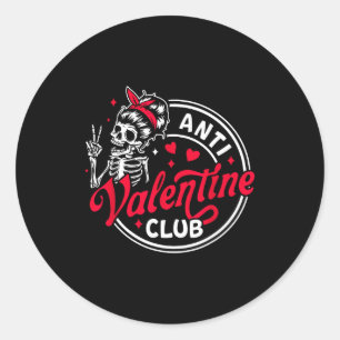 Anti Valentinstag Skelett Herz lustiger Valentinst Runder Aufkleber