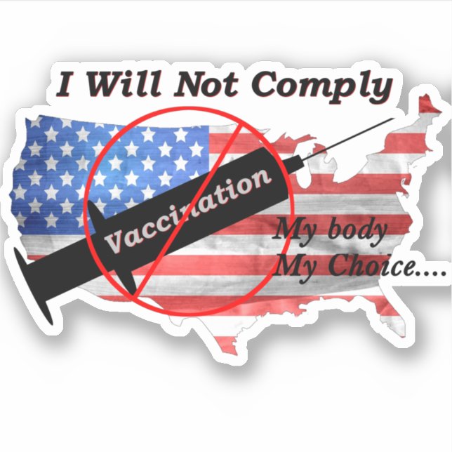 Anti Vax My Body Meine Wahl Red White Blue US Flag Aufkleber (Vorderseite)