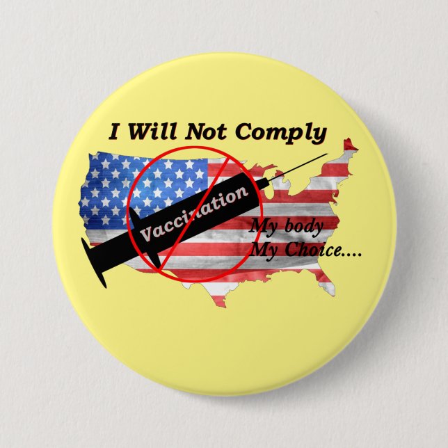 Anti Vax My Body Meine Wahl Red White Blue US Flag Button (Vorderseite)