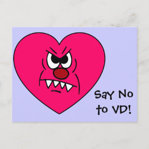 Anti-VD: Ich hasse Valentinstag Angry Heart Face Feiertagspostkarte