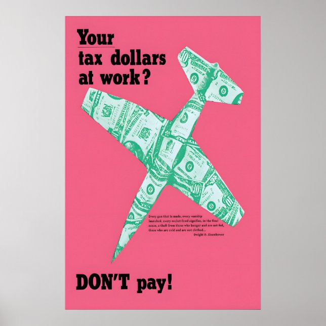 Anti-War Poster Tax Resistance USA Pacificism Art (Vorne)