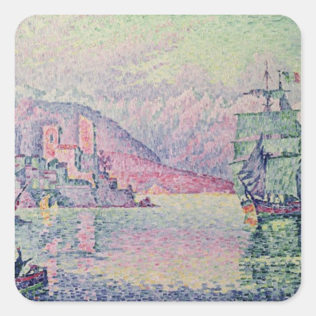 Antibes, Abend, 1914 Quadratischer Aufkleber (Vorderseite)