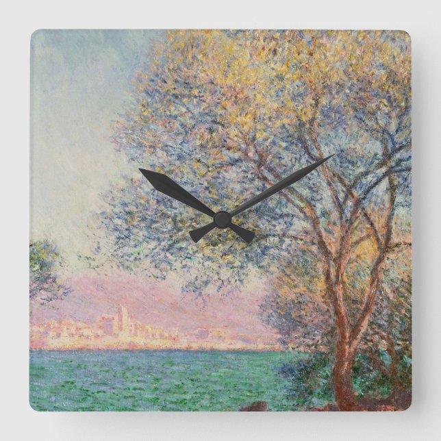 Antibes am Morgen Quadratische Wanduhr (Vorderseite)