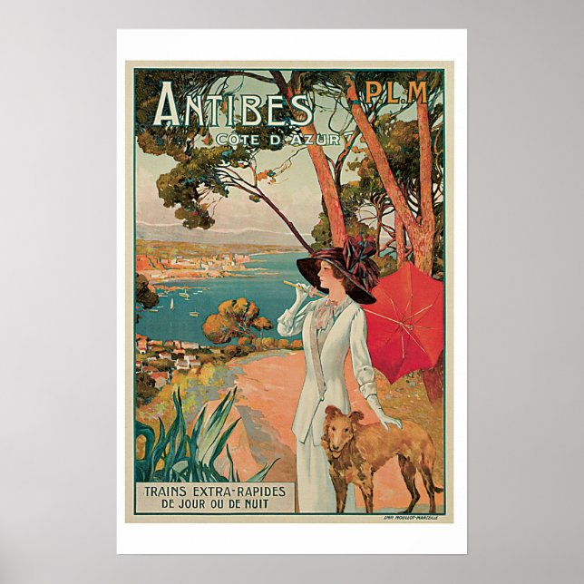 Antibes Cote D Azur Vintage Travel Poster (Vorne)
