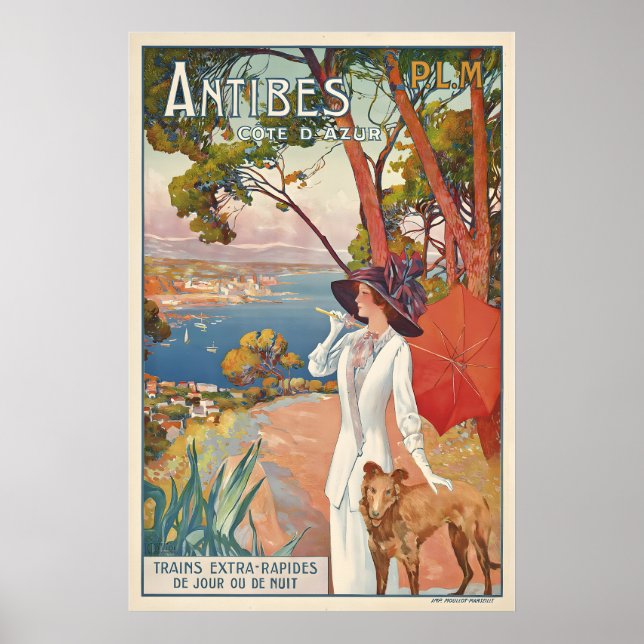 Antibes Cote d'Azur France Vintage Travel Poster (Vorne)