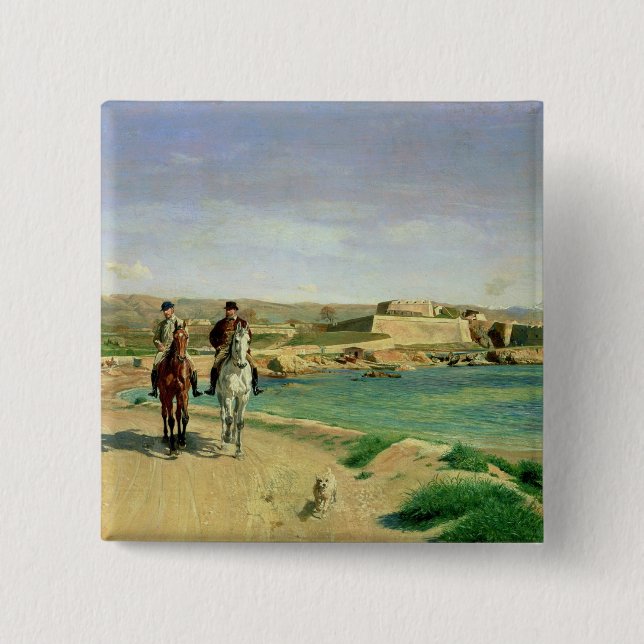 Antibes, die Pferdefahrt, 1868 Button (Vorderseite)
