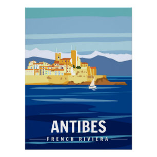 Antibes Festung Französische Riviera Retro Poster