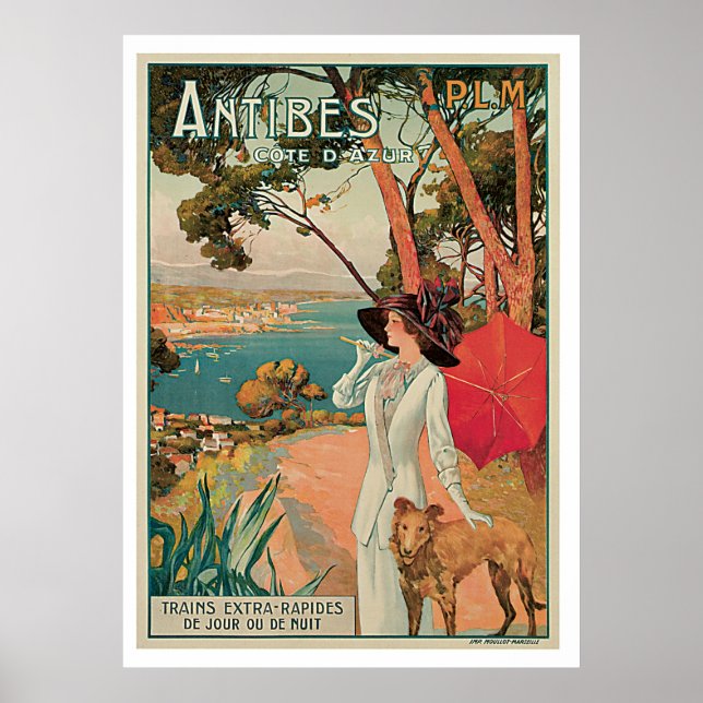 Antibes France Vintage Travel Poster (Vorne)