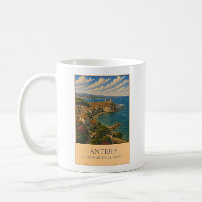 Antibes, Frankreich – Vintage-Reisebecher Kaffeetasse (Links)