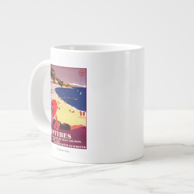 Antibes Vintag PosterEurope Jumbo-Tasse (Vorderseite Links)