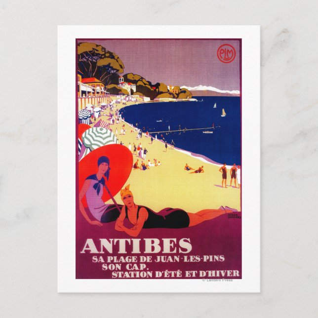 Antibes Vintag PosterEurope Postkarte (Vorderseite)