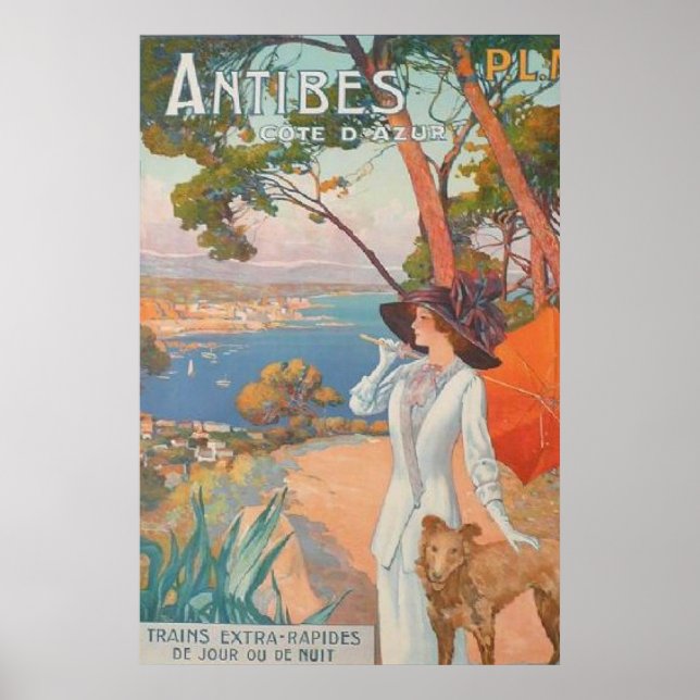 Antibes Vintages französisches Reiseplakat Poster (Vorne)