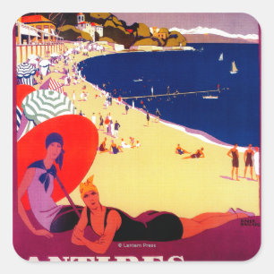 Antibes Vintages PosterEurope Quadratischer Aufkleber