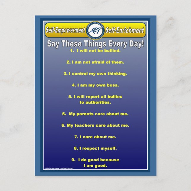 Antibully Daily Affirmations Postcard Postkarte (Vorderseite)
