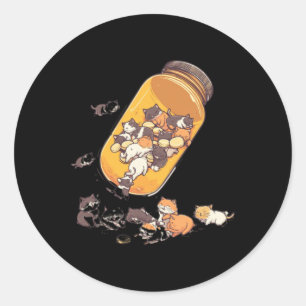 Antidepressiv Katzenpflaster - Flasche mit psychis Runder Aufkleber