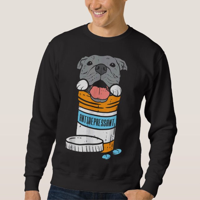 Antidepressiv Pitbull Funny Dog Sweatshirt (Vorderseite)